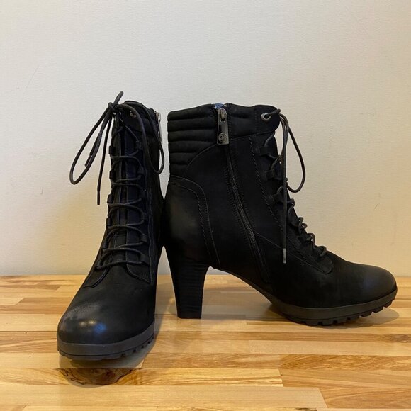 Blondo Womens Black Leather Lace-Up Waterproof Ankle Boots size 10 Block Heel - Picture 8 of 16